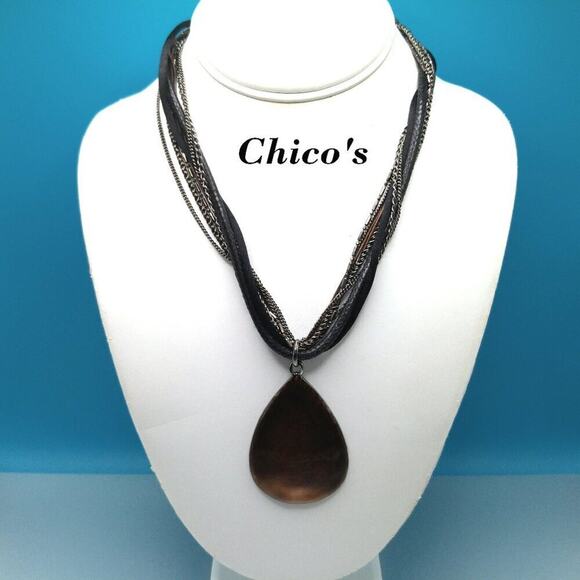 Chico's Multistrand Pendant Necklace, Copper End Caps, 20 Inches - Picture 1 of 9